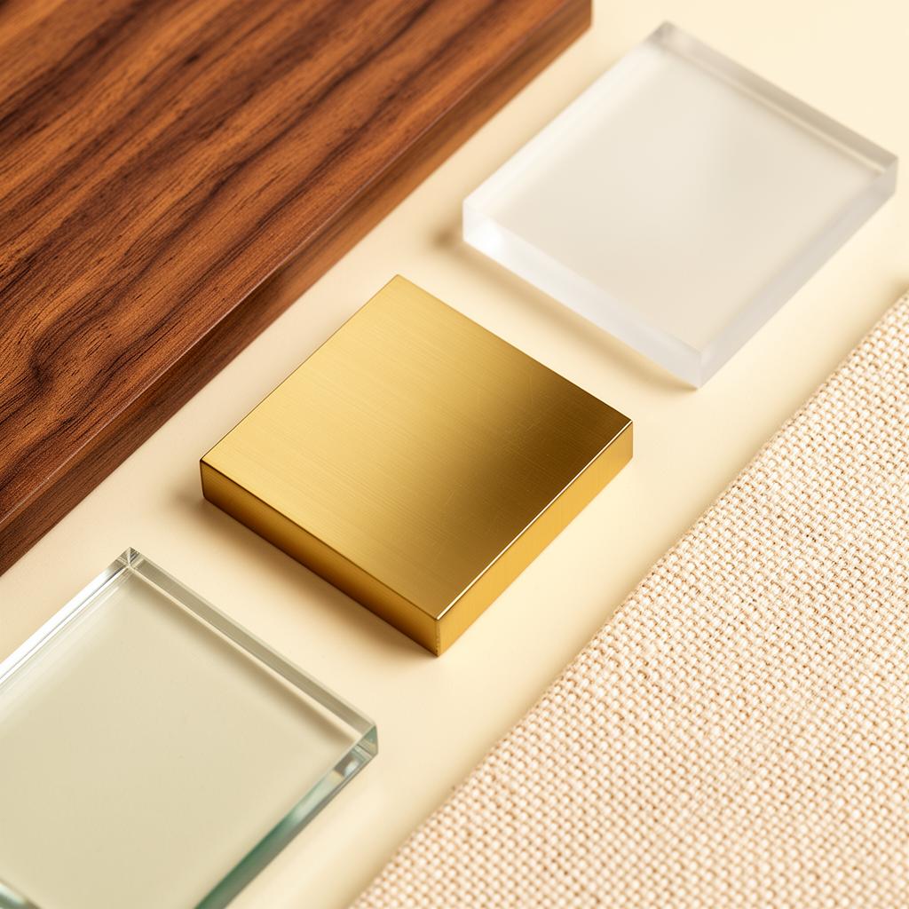 Sample sign materials: wood, acrylic, metal, glass, canvas